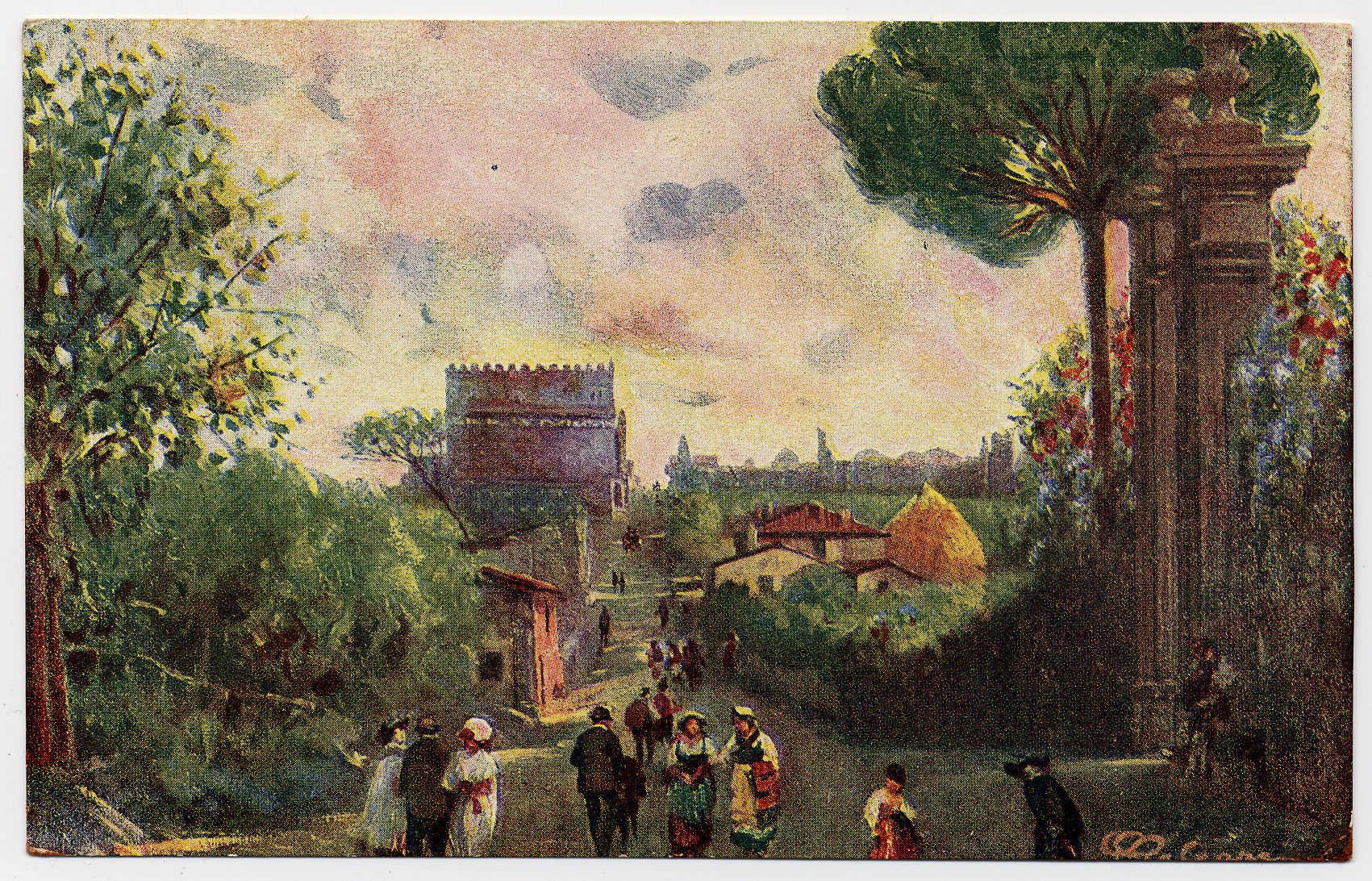 Cartolina con immagine della Tomba di Cecilia Metella