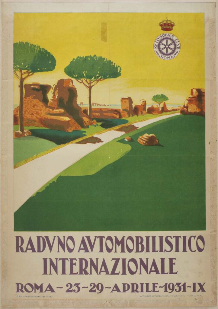 Raduno Automobilistico Internazionale. veduta della Via Appia antica