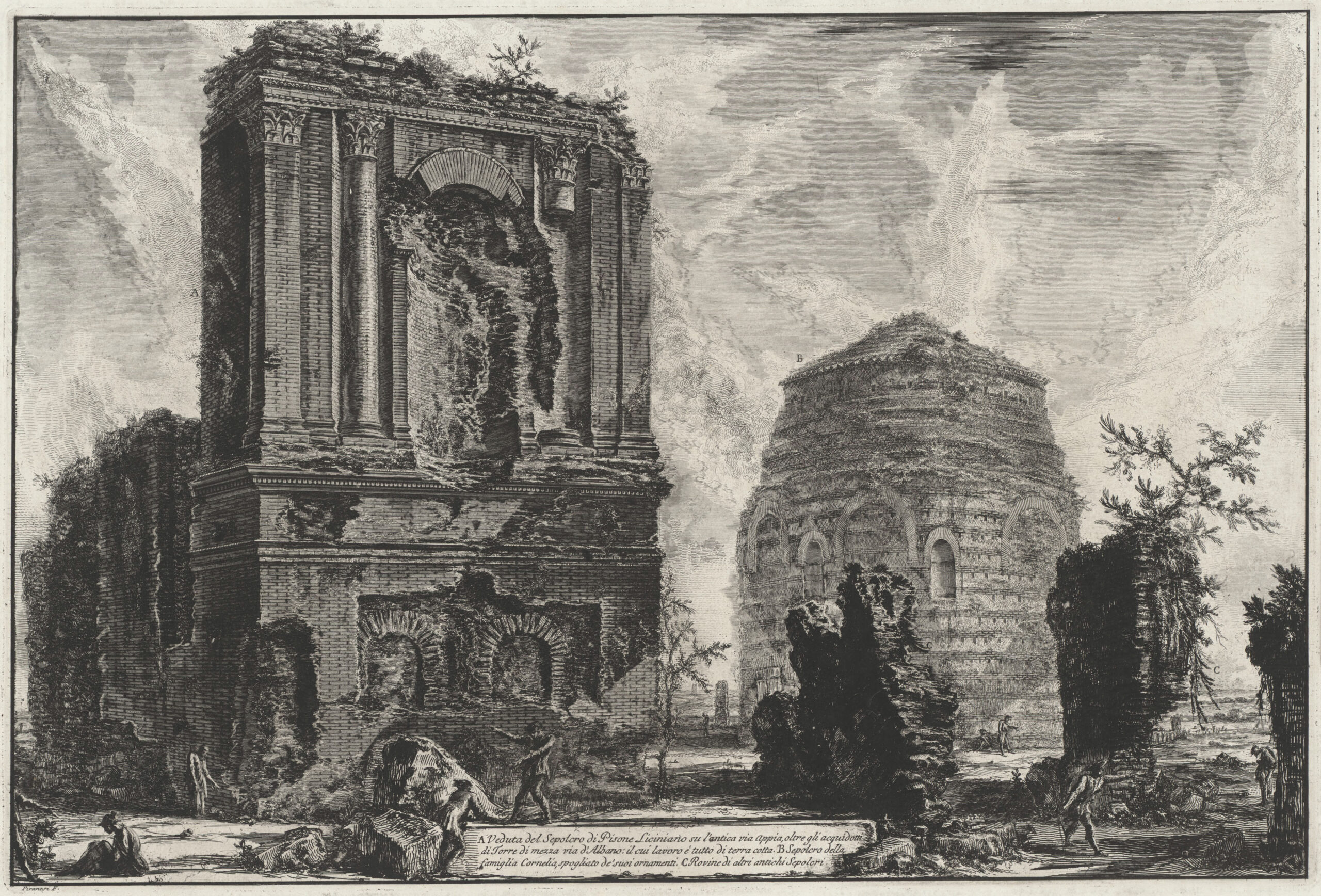 Piranesi, Veduta del sepolcro di Pisone Liciniano