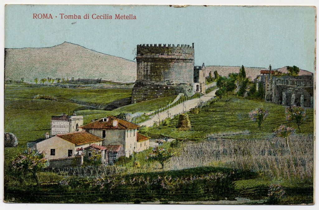 Cartolina con immagine della Tomba di Cecilia Metella